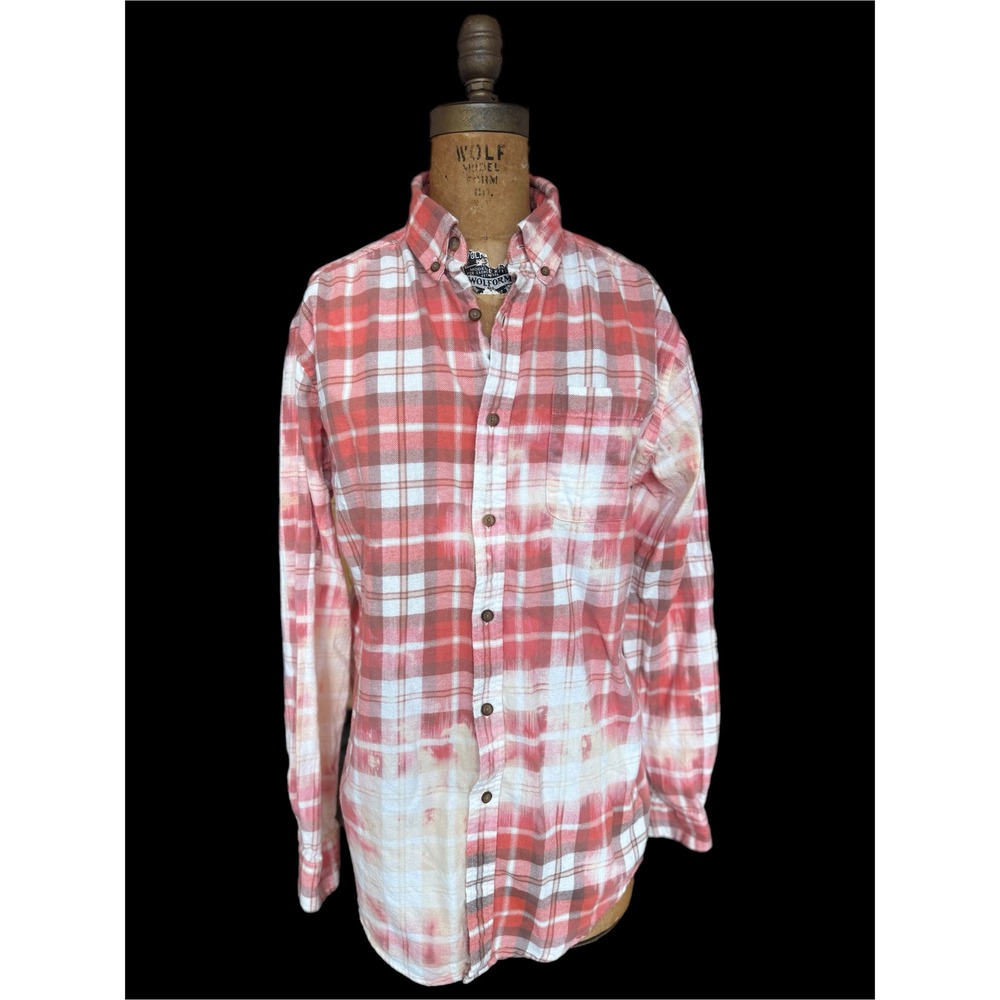 Sacred Heart Mary Flannel Small Upcycled Cotton Shirt Boho Folk Art - Picture 5 of 9